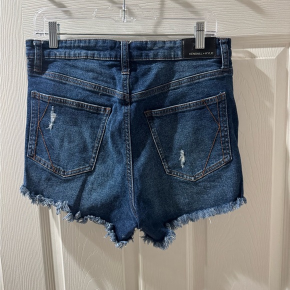 Kendall & Kylie Dark Blue Distressed Jean Shorts - Picture 2 of 3